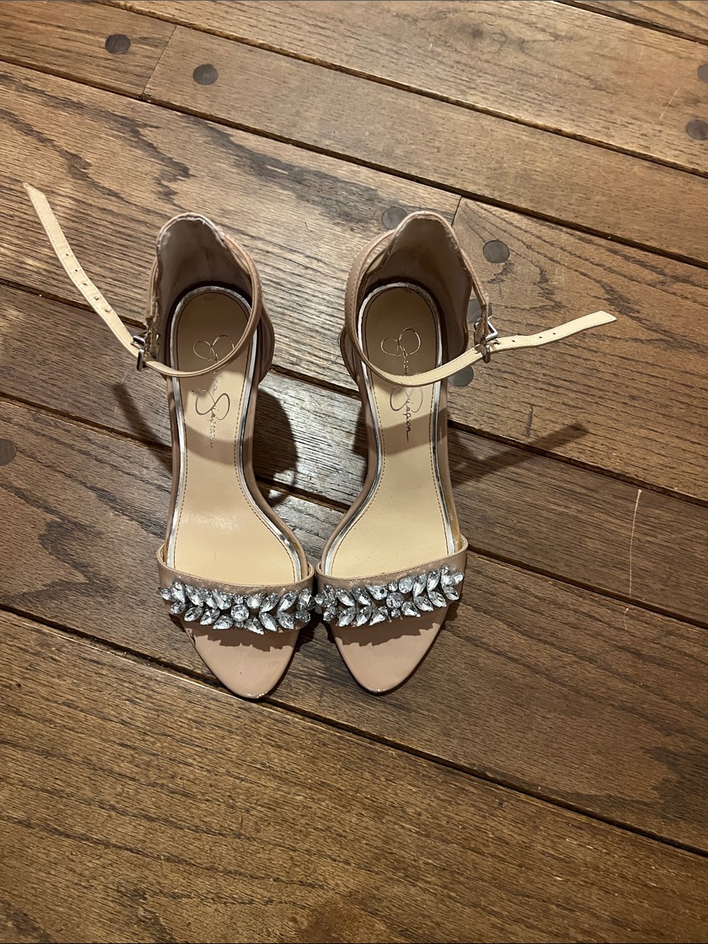Jessica Simpson Blush Crystal Open-Toe Ankle-Strap Heels